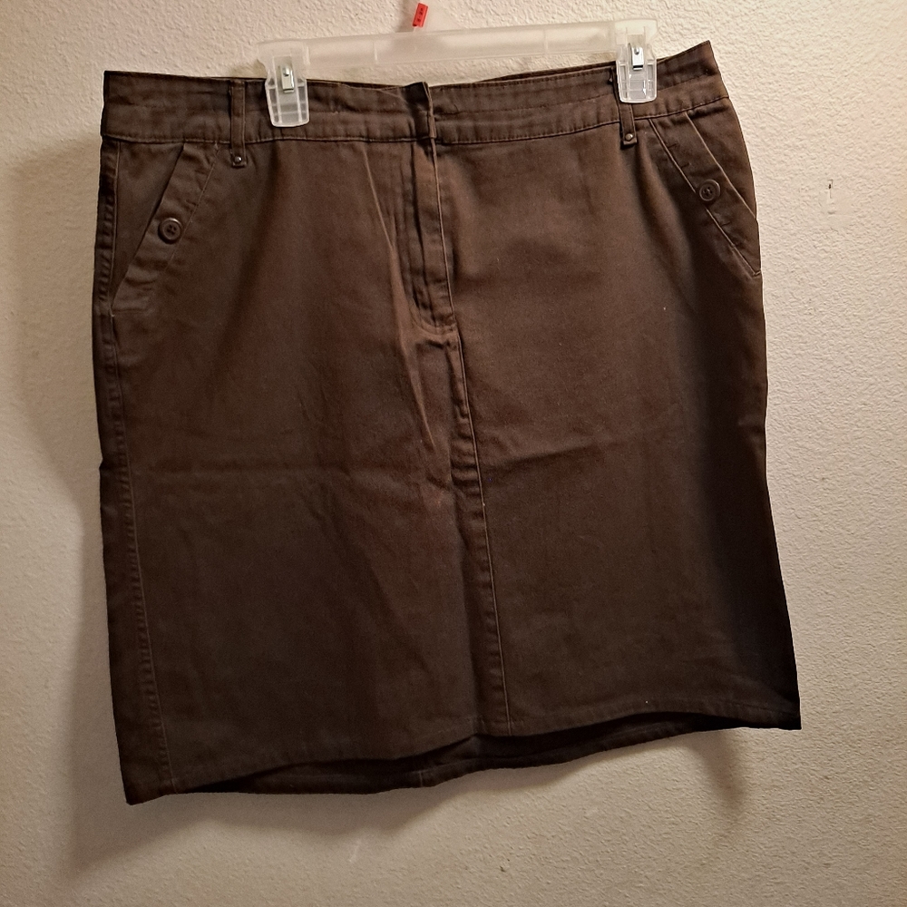 Kim Rogers brown knee length straight skirt, 14